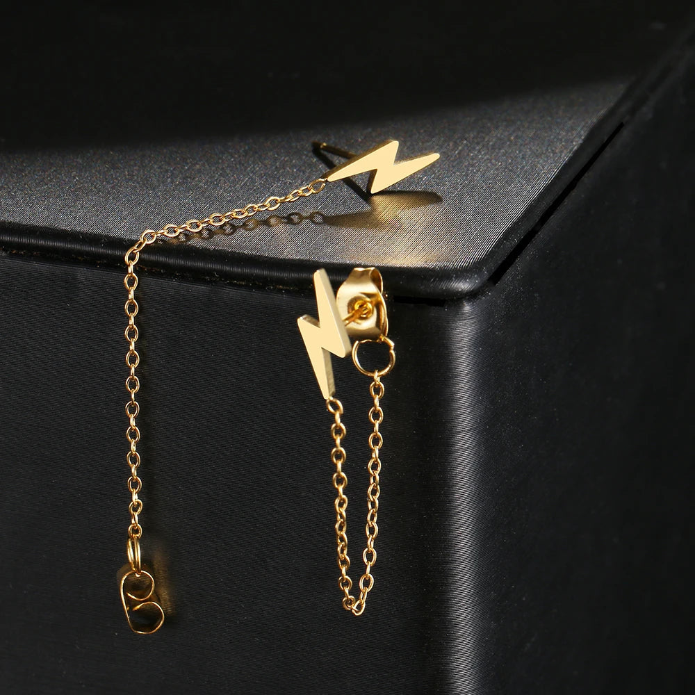 Bliksem Oorbellen met Ketting - Mijn Oorbellen