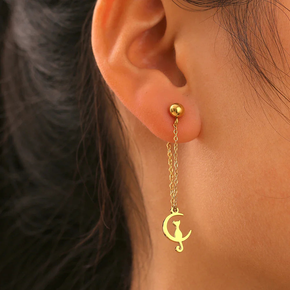 Oorbellen Kat Met Ketting - Mijn Oorbellen