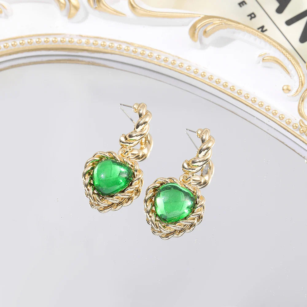 Oorbellen Hart Smaragdsteen - Mijn Oorbellen