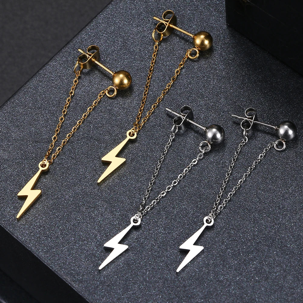 Eenvoudige Bliksem Oorbellen met Ketting - Mijn Oorbellen
