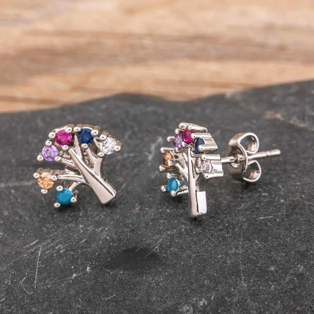 Oorbellen Levensboom Gekleurde Stenen - Mijn Oorbellen