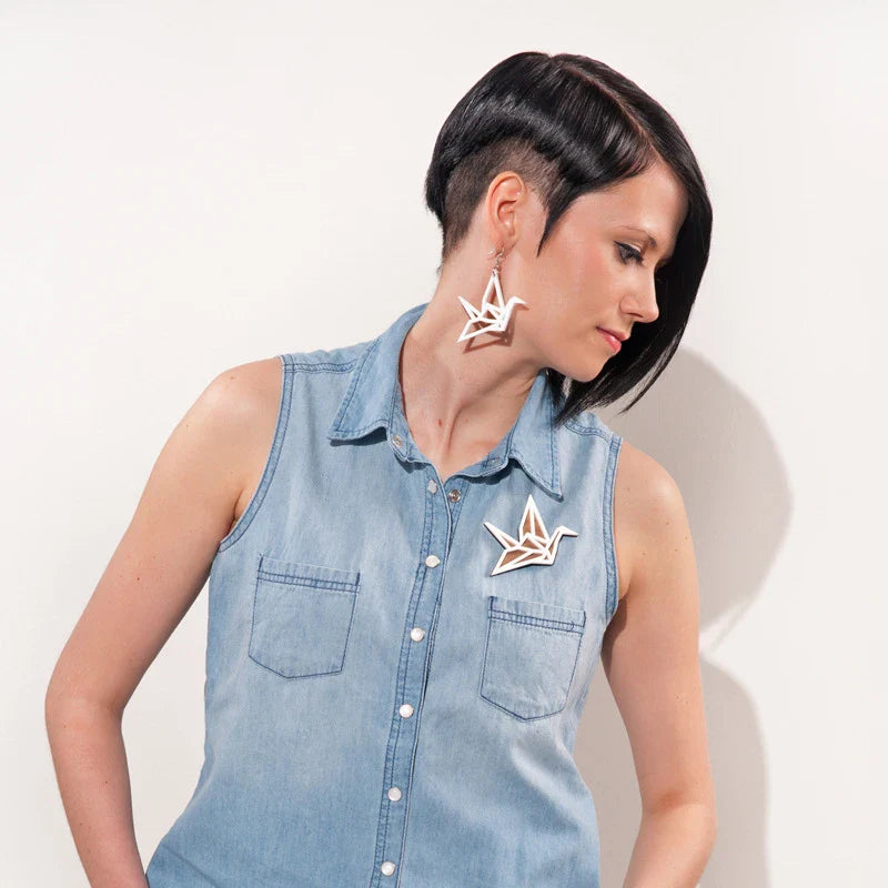 Origami Vogel Oorbellen van Papier - Mijn Oorbellen