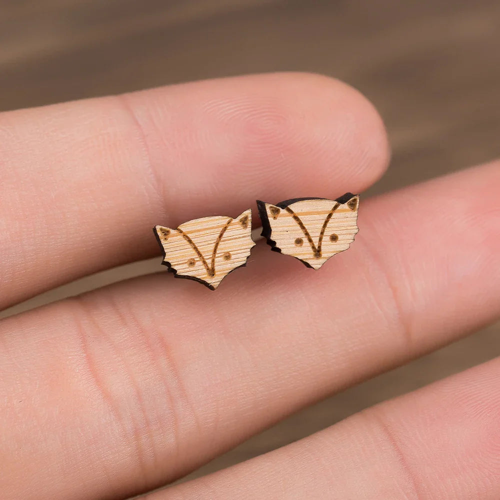 Houten Vos Oorbellen - Mijn Oorbellen