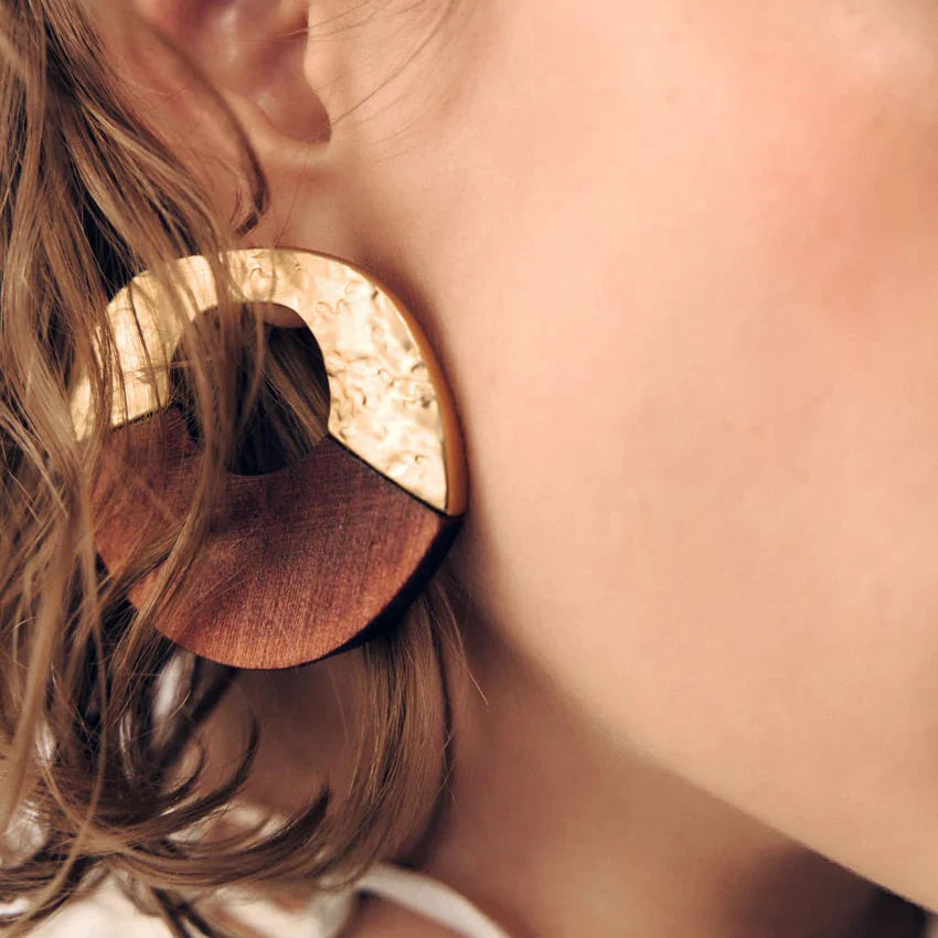 Oorbellen Hout en Metaal - Mijn Oorbellen