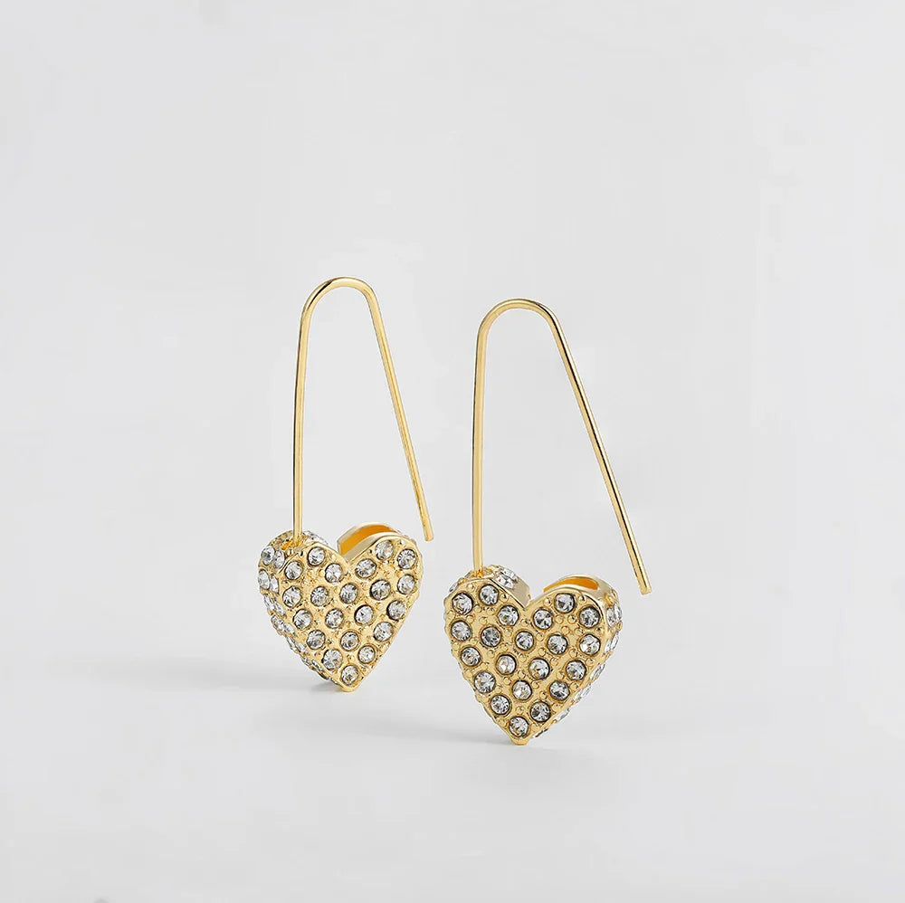 Gouden Hartvormige Oorbellen met Diamanten - Mijn Oorbellen