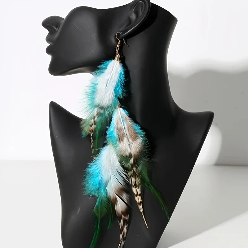 Gestreepte Veren Oorbellen - Mijn Oorbellen