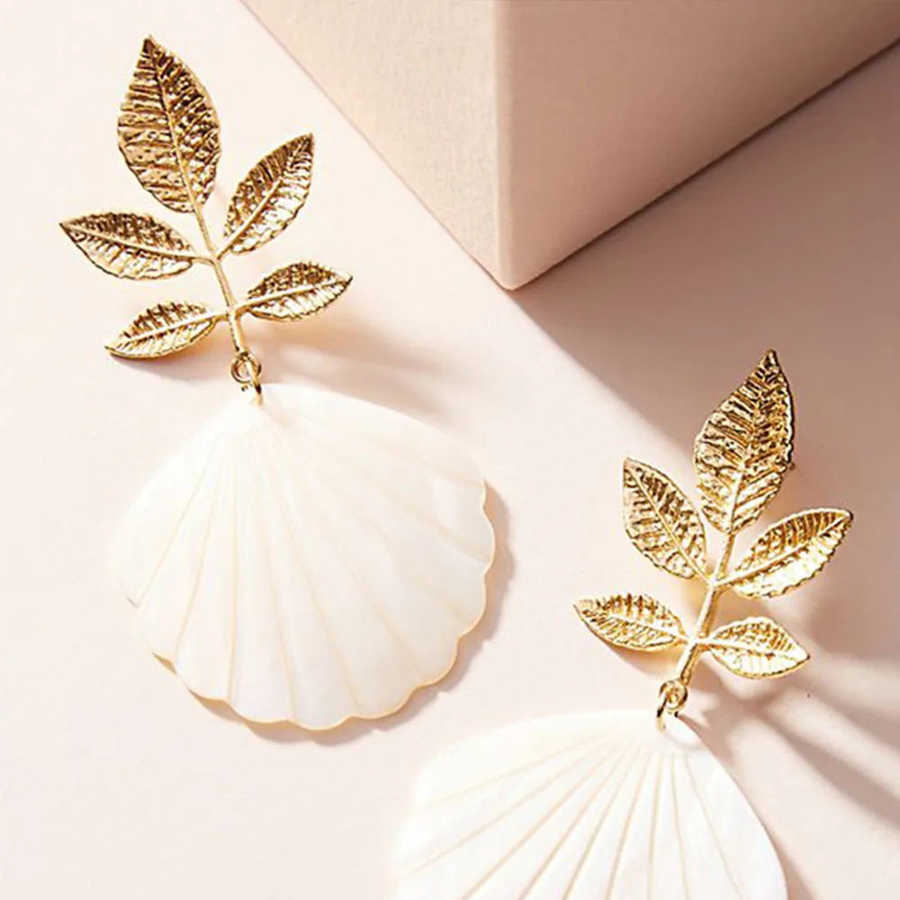 Oorbellen Schelpen Hanger Blad - Mijn Oorbellen