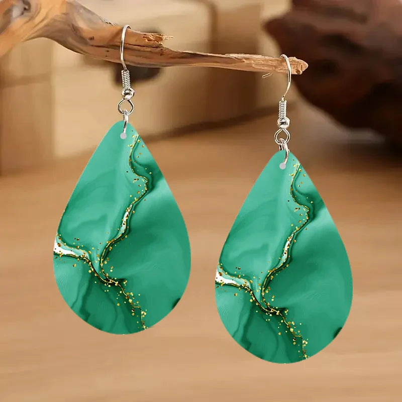 Groene Houten Druppel Oorbellen - Mijn Oorbellen