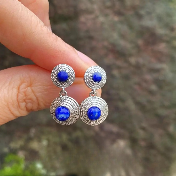 Oorbellen Lapis Lazuli Hanger Rond - Mijn Oorbellen