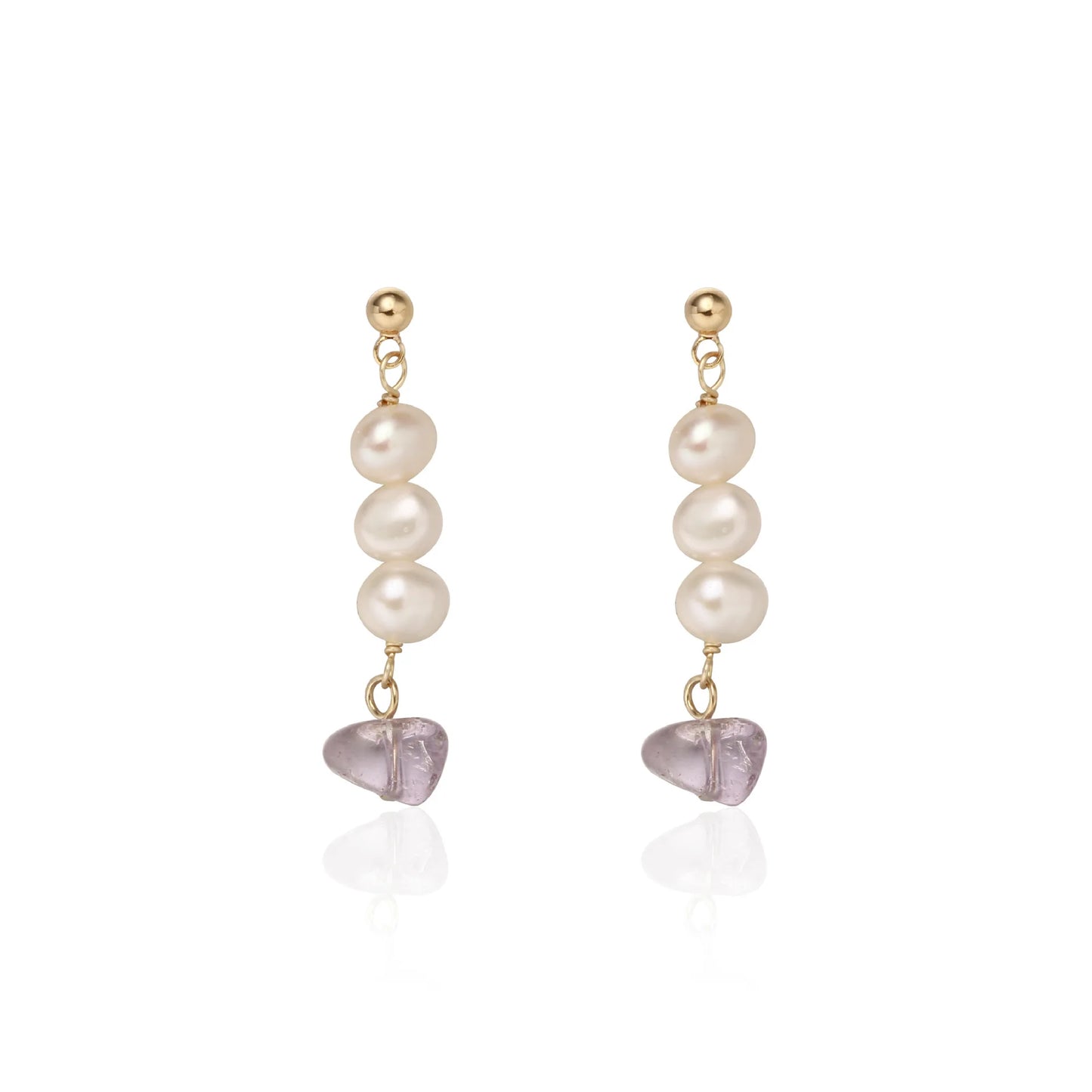 Oorbellen Amethist Hanger Parels - Mijn Oorbellen