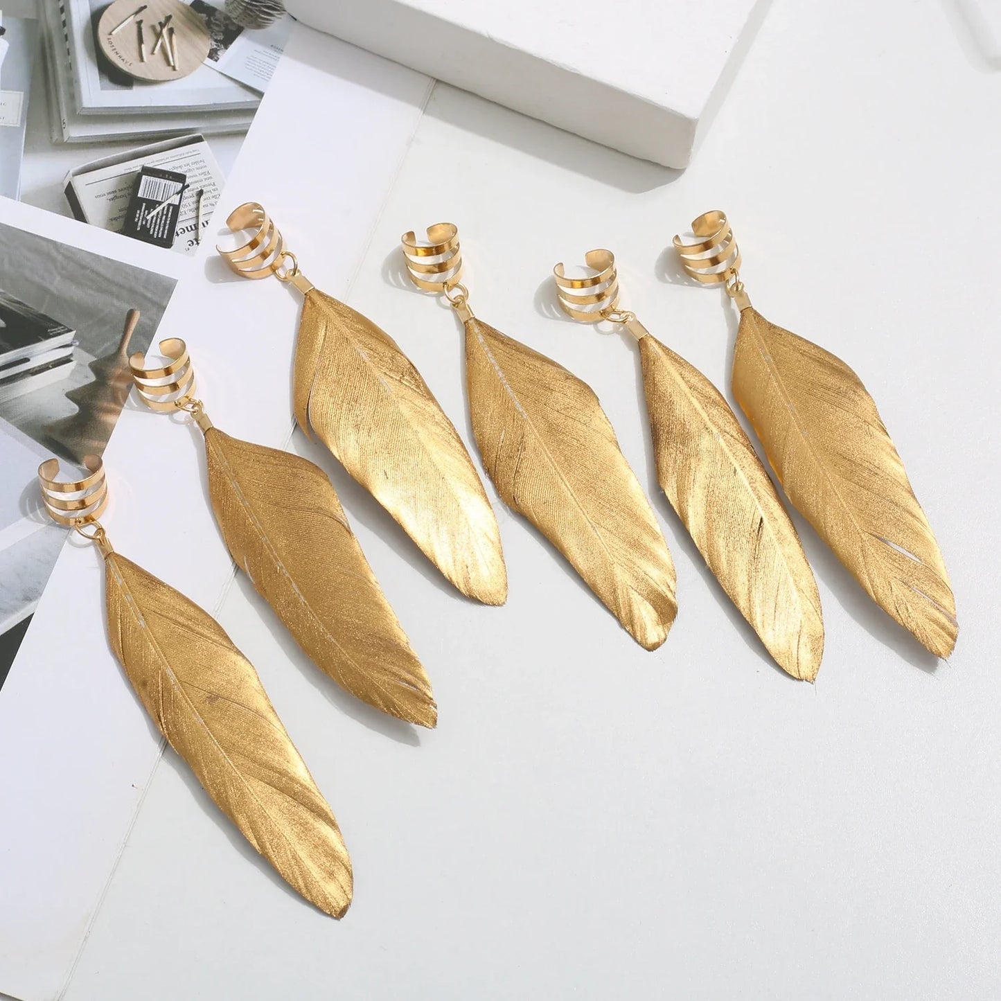 Gouden Veer Oorbellen - Mijn Oorbellen