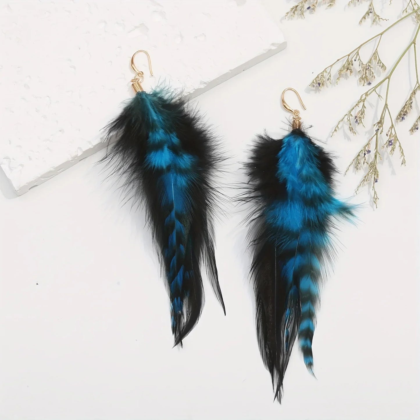 Lichte Blauwe Veer Oorbellen - Mijn Oorbellen