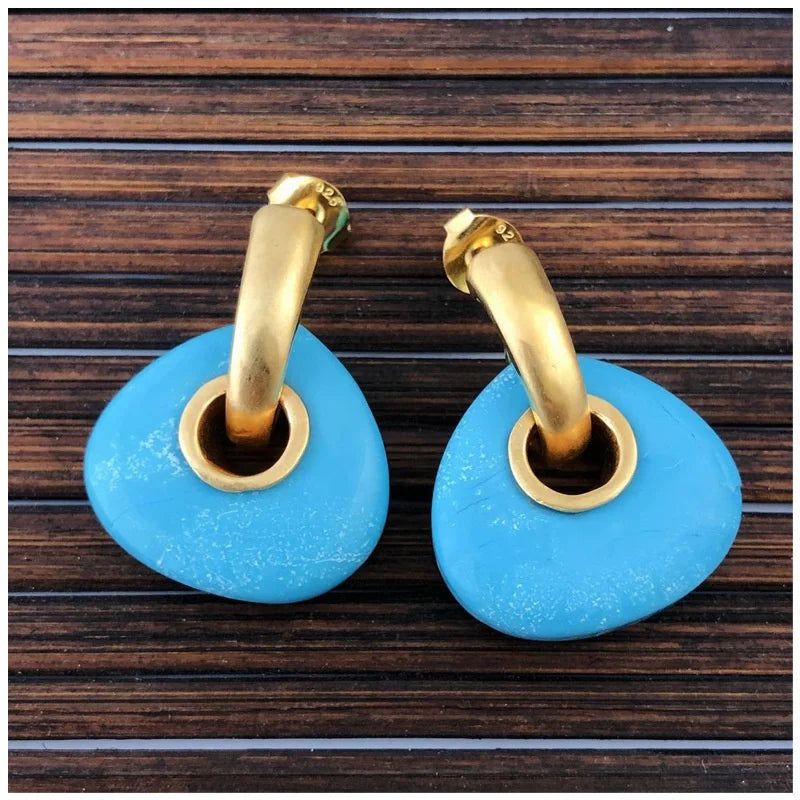 Driehoekige Turquoise Oorbellen - Mijn Oorbellen