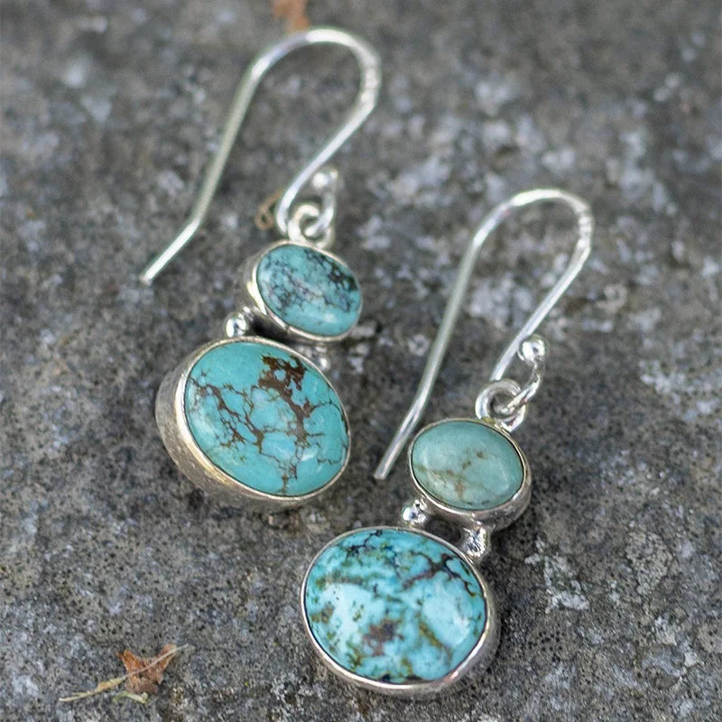 Zilverkleurige Turquoise Oorbellen - Mijn Oorbellen