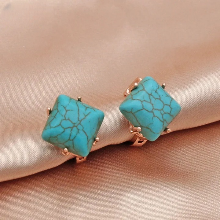 Oorbellen Vierkant Turkoois - Mijn Oorbellen