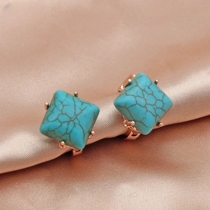 Oorbellen Vierkant Turkoois - Mijn Oorbellen