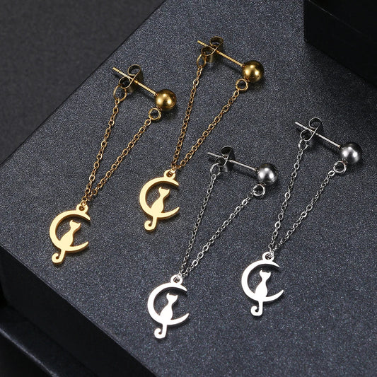 Oorbellen Kat Met Ketting - Mijn Oorbellen