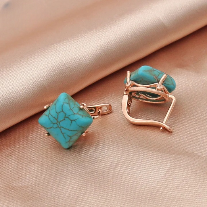 Oorbellen Vierkant Turkoois - Mijn Oorbellen