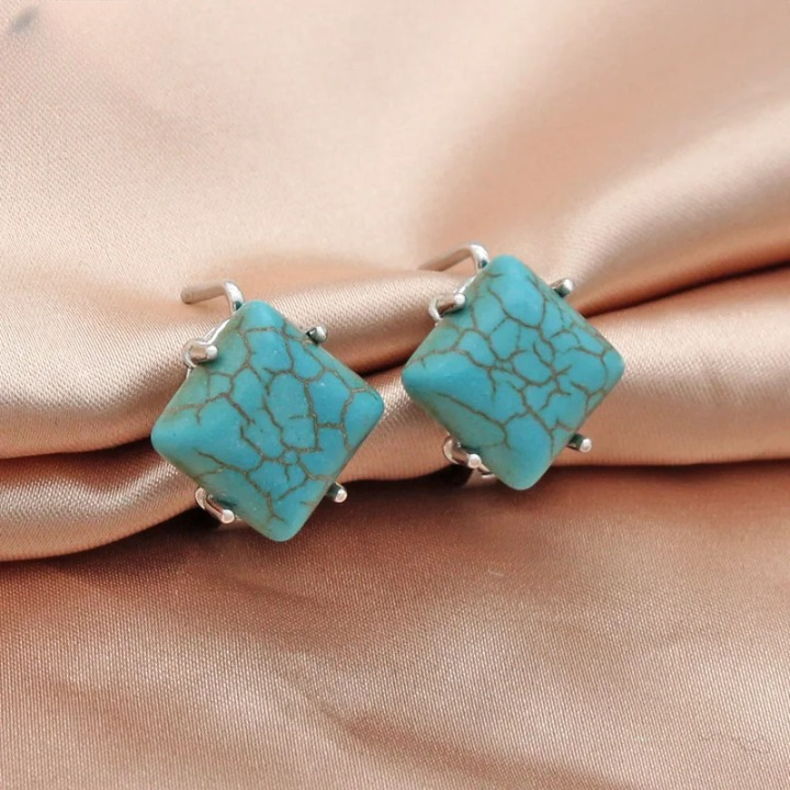 Oorbellen Vierkant Turkoois - Mijn Oorbellen