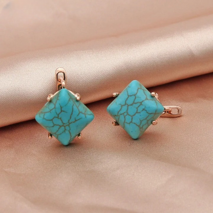 Oorbellen Vierkant Turkoois - Mijn Oorbellen