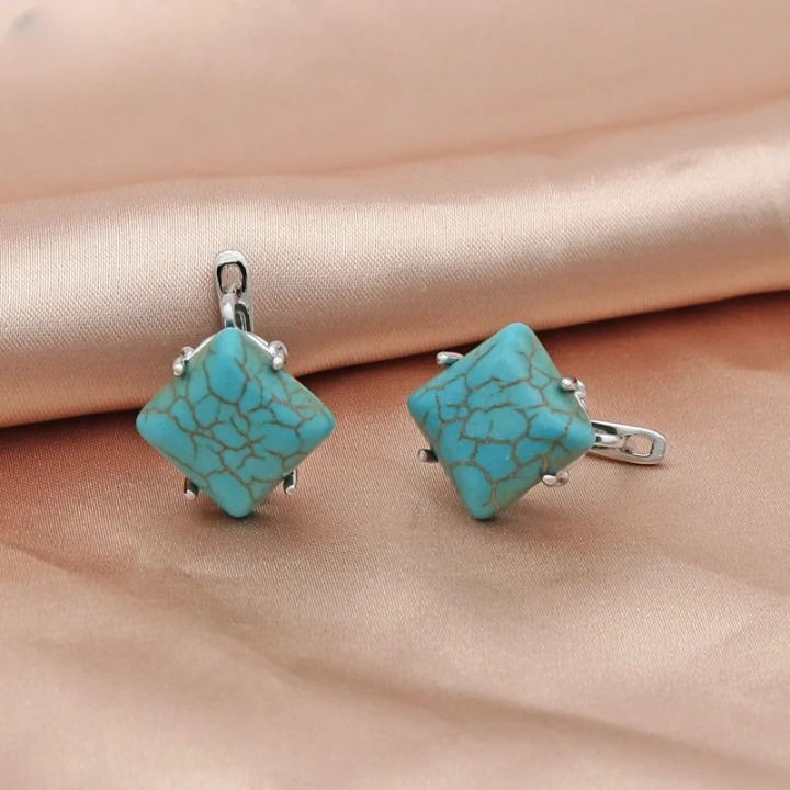 Oorbellen Vierkant Turkoois - Mijn Oorbellen