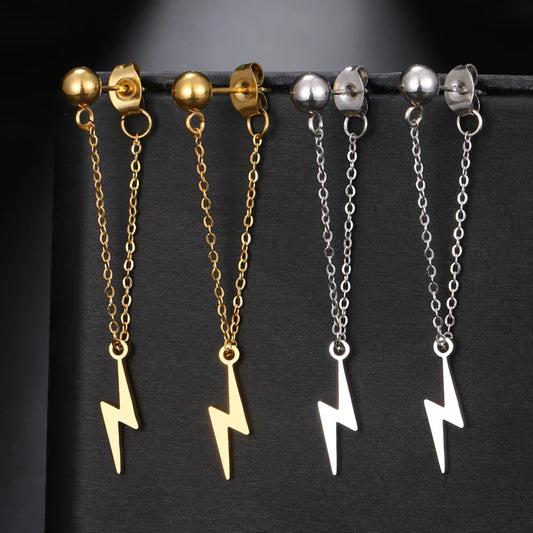 Eenvoudige Bliksem Oorbellen met Ketting - Mijn Oorbellen