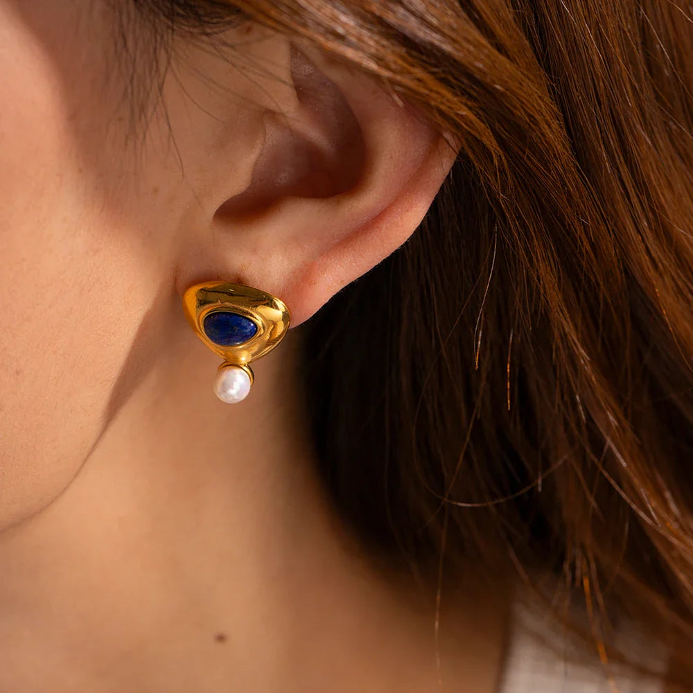 Oorbellen Lapis Lazuli Driehoek Chic