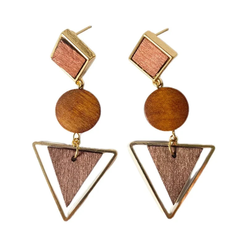 Geometrische Houten Oorbellen - Mijn Oorbellen