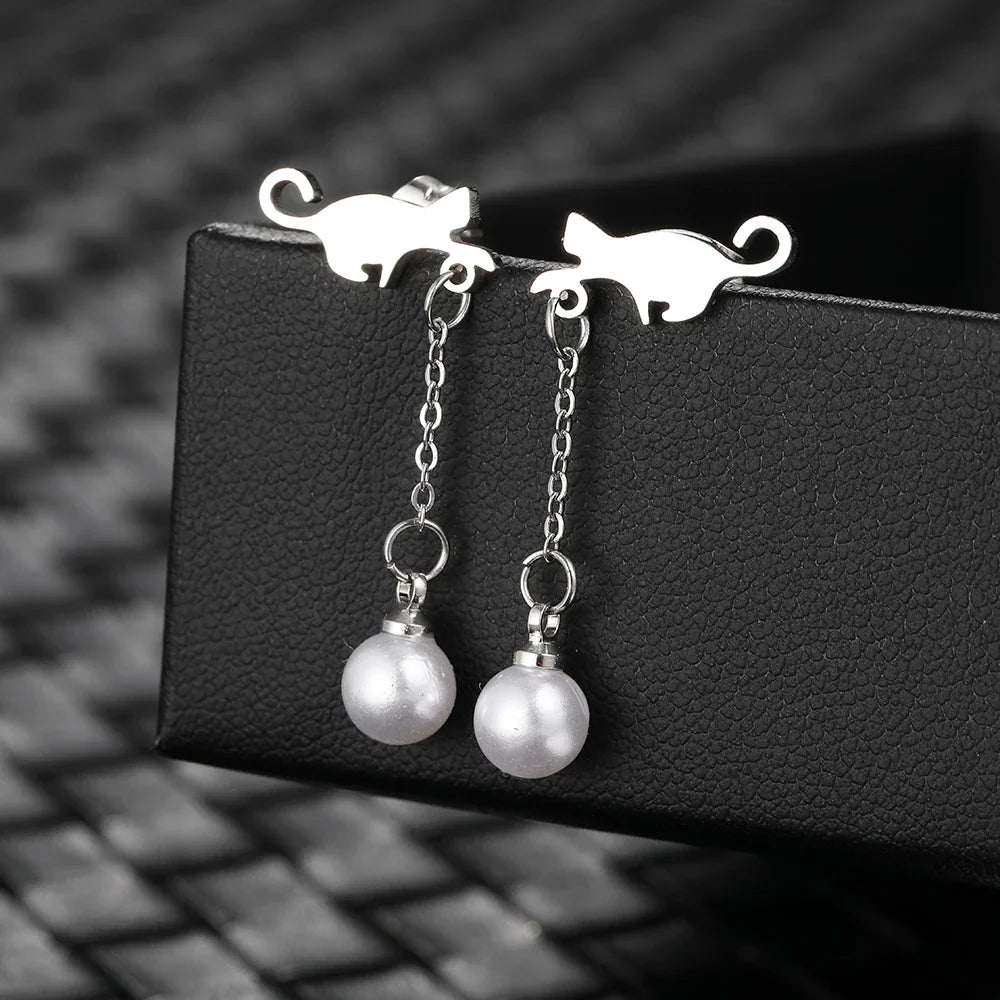 Oorbellen Kat Hanger Parel - Mijn Oorbellen