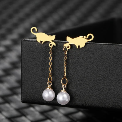 Oorbellen Kat Hanger Parel - Mijn Oorbellen