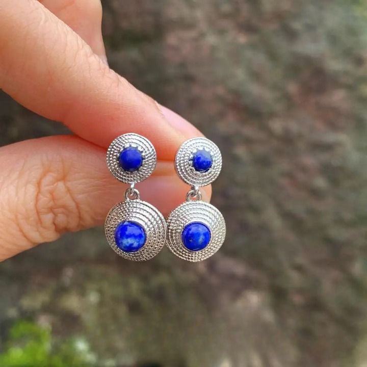 Oorbellen Lapis Lazuli Hanger Rond